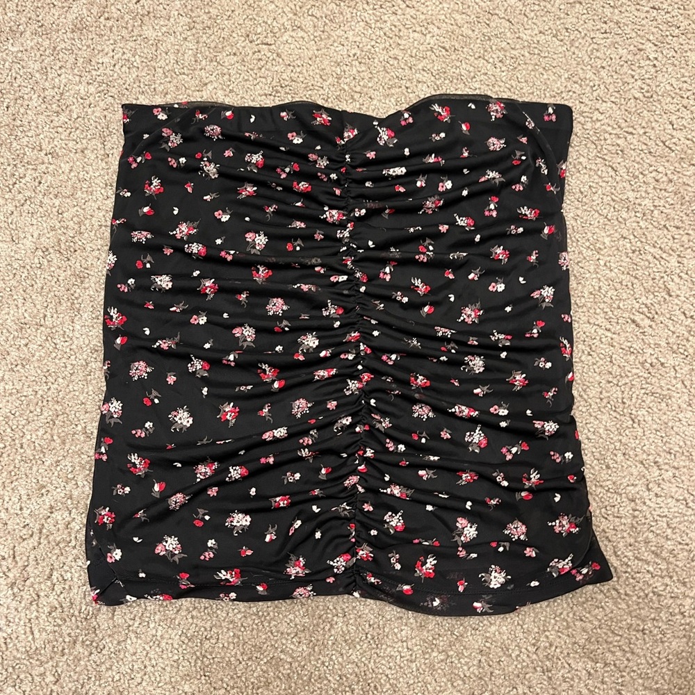 Express floral rouched mini skirt